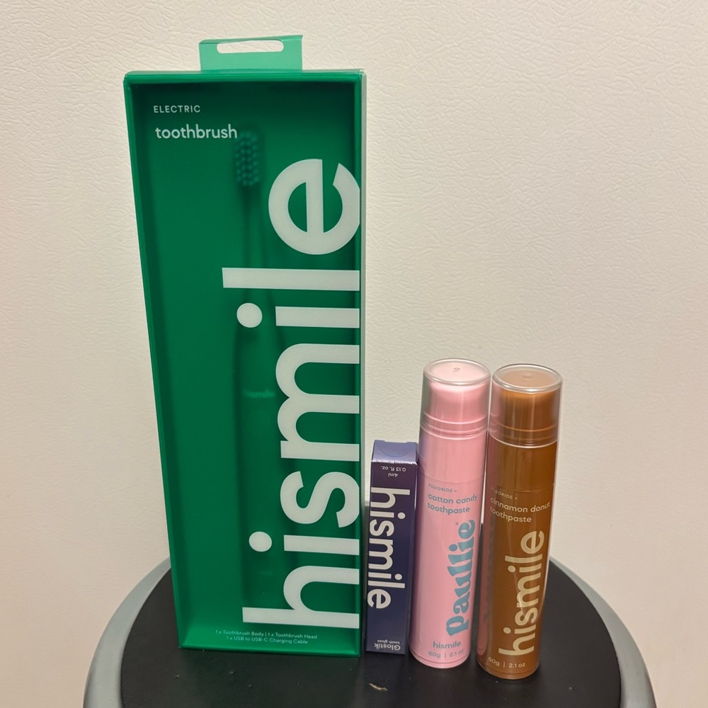 Authentic toothbrush and toothpaste set.